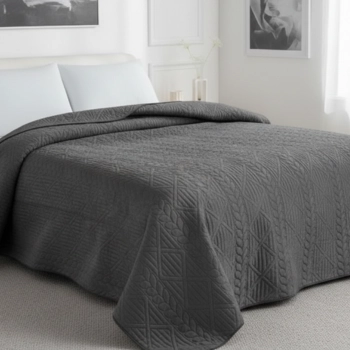 Narzuta 220x240 welurowa grafitowa tłoczona gruba NP03